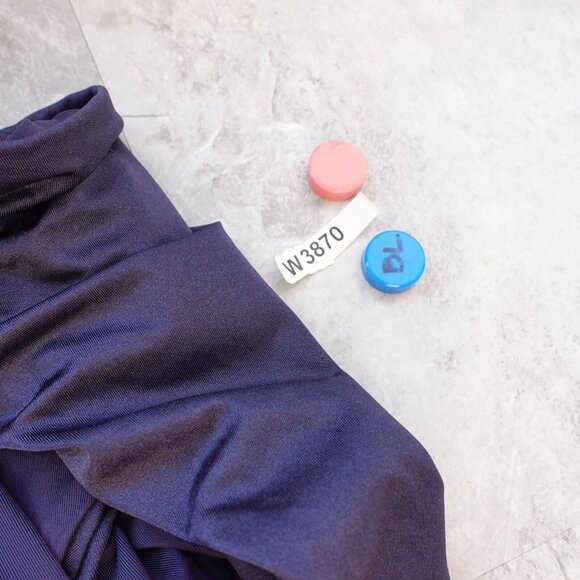 Blue High Waisted Swim Bottom Small Shirred Skimpy High Cut Ruched Beach TAHARI - Picture 9 of 9